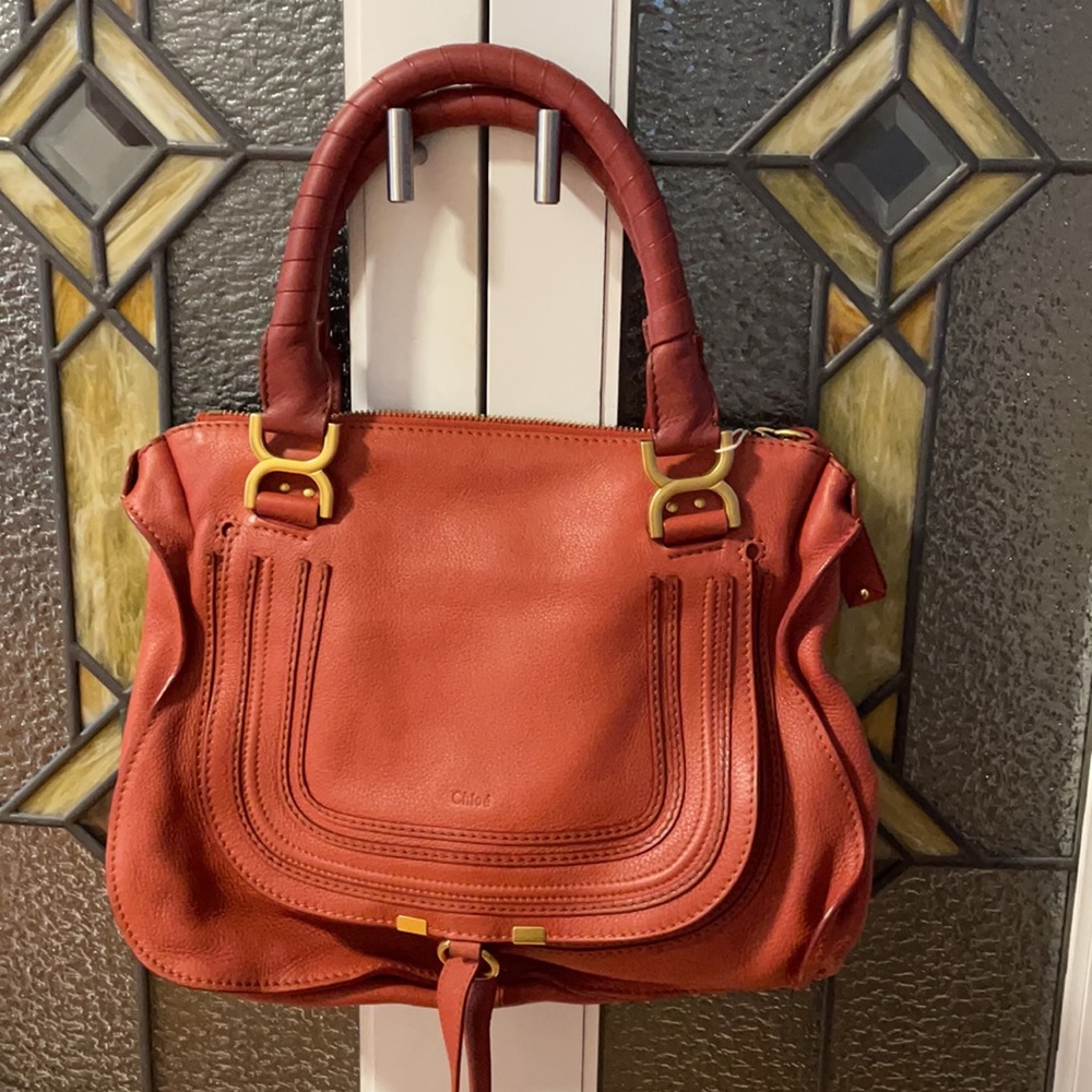 Chloe Marcie handbag in tan/brass/faded rose - Picture 4 of 16